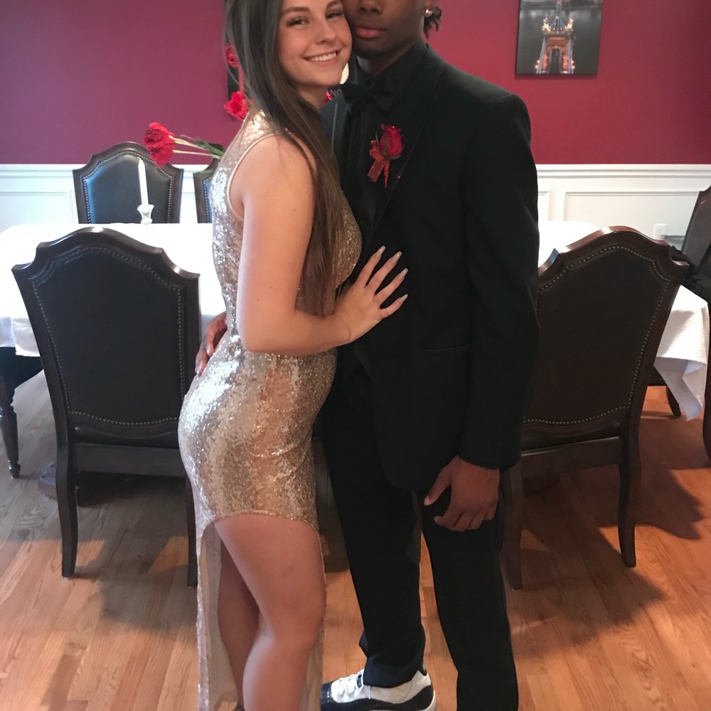 Long prom dress with slit in side